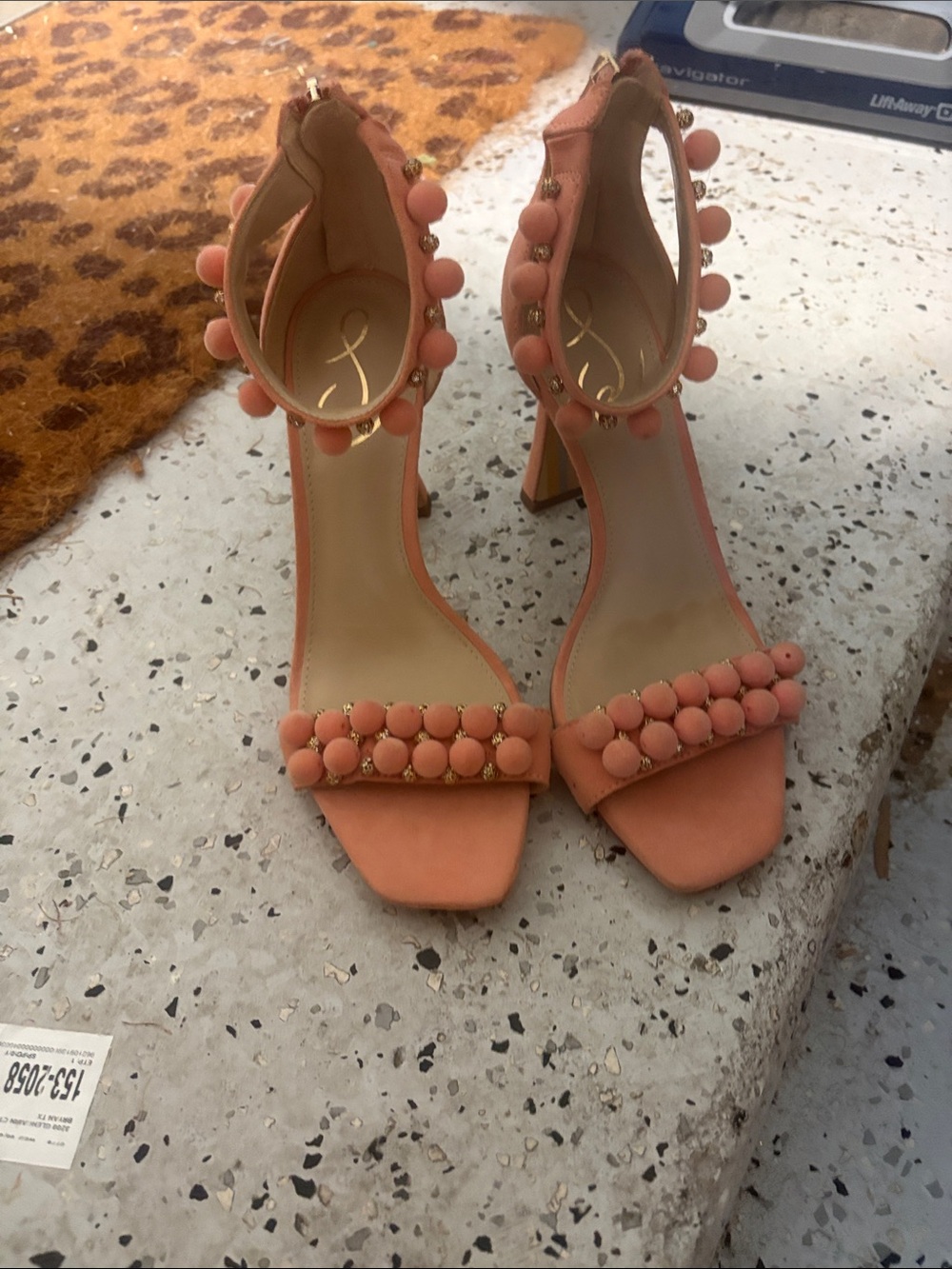Sam Edelman Coral Beaded Ankle-Strap Block Heels